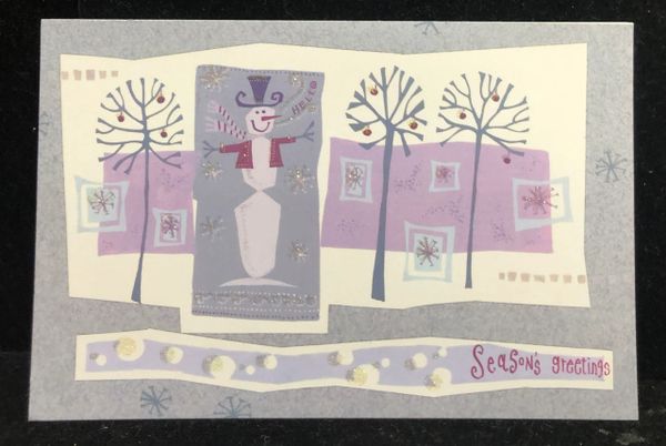 Happy Holidays, Seasons Greetings Card, Snowman, Lavender - by Paramount - 1ct - Christmas Cards