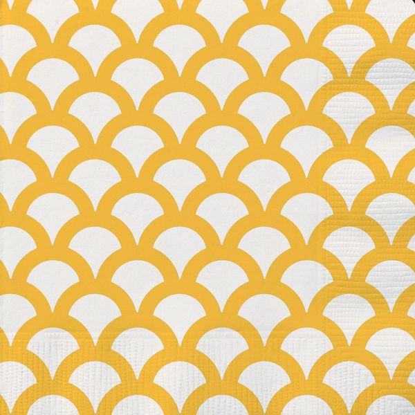 Sunflower Yellow Scallop Party Beverage Napkins, 30ct - Mermaid Scales