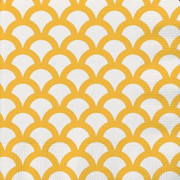 *Sunflower Yellow Scallop Party Beverage Napkins, 30ct - Mermaid Scales