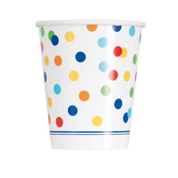 BOGO SALE - Rainbow Polka Dots Birthday Party Cups, 9oz - 8ct