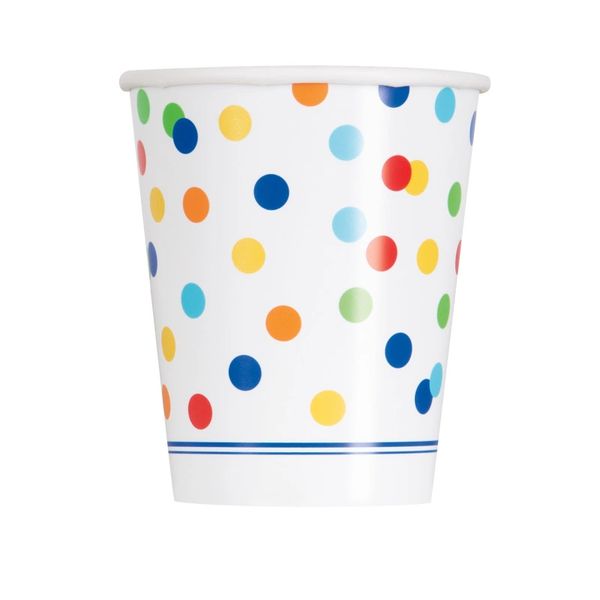 Rainbow Polka Dots Birthday Party Cups, 9oz - 8ct