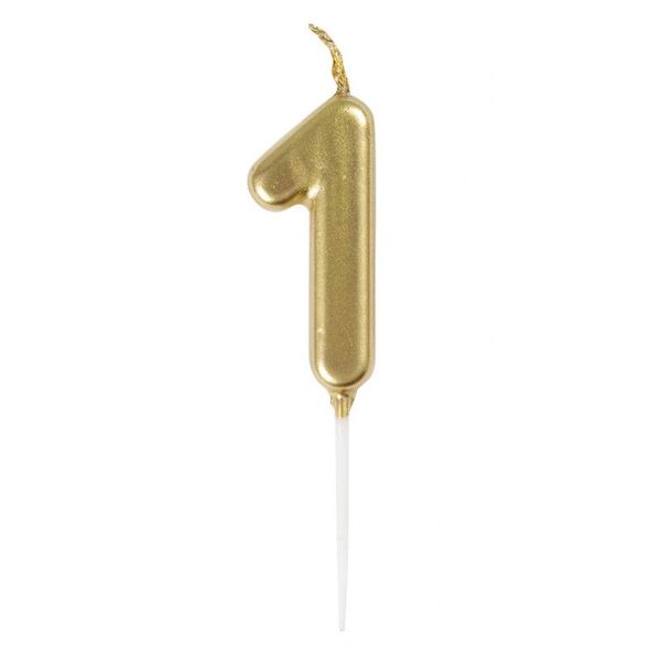 Metallic Gold Number Pick Candles