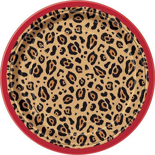 *Limited Cheetah Print Party Cake Plates, Red Edge - 7in - 8ct