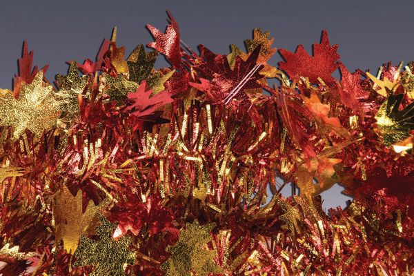 Fall Tinsel Garland, 9ft - Thanksgiving Decorations - Fall Foliage