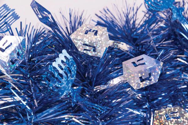 Joyous Hanukkah Blue Tinsel Garland, 9ft - Chanukah