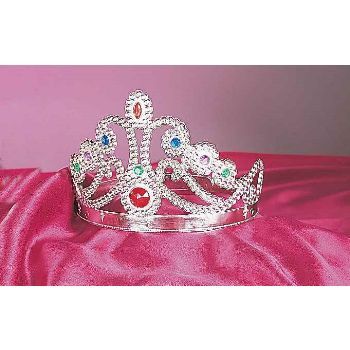 Silver Jeweled Queen Crown - Silver Tiara - Royalty Accessory - Fairytale - Purim - Halloween Spirit - under $20