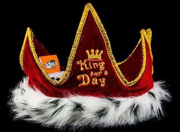 *Deluxe Red Velvet King for a Day Crown, Fur Trim, Men's - Birthday - Halloween - Dad Gifts