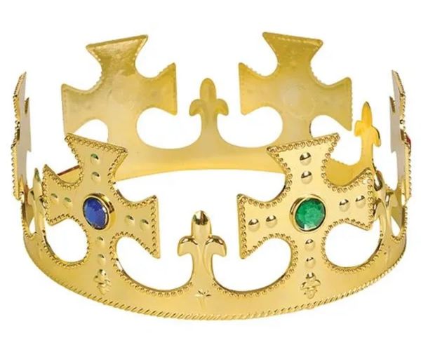 BOGO SALE - Gold Jeweled King Crown, Adjustable - Royal - Gold Crown - Purim - Halloween Sale