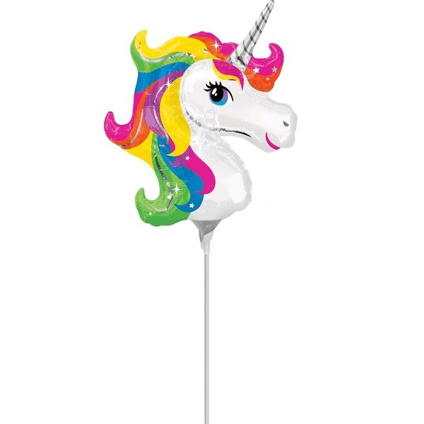 Unicorn Stick Balloon, Air Filled, 14in
