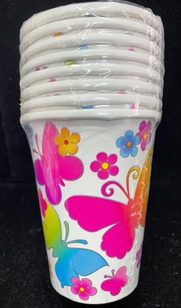 BOGO SALE - Rainbow Butterfly Party Cups, 8ct - 9oz - Butterfly Cups