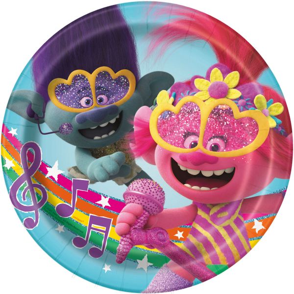 Trolls Birthday Party Luncheon Plates, 9in - 8ct