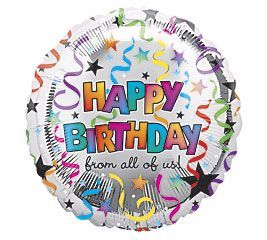 (#5) Happy Birthday from all of us! Round Foil Balloon, 18in