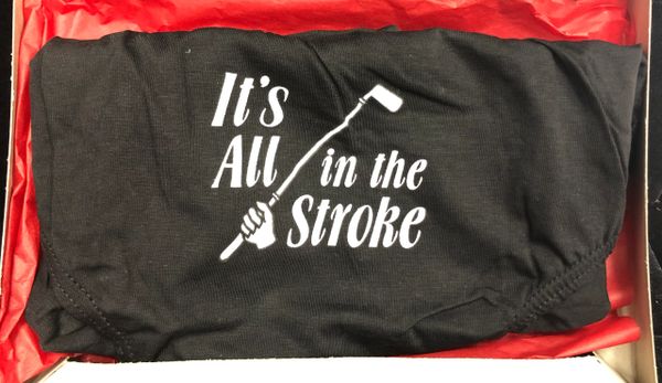 It's All in the Stroke Mens Funny Briefs, Black Underwear, Size XL - For the Naughty Golfer - Valentines Day Gifts