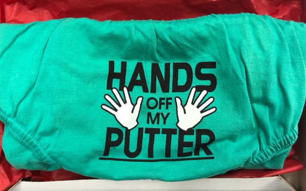 Hands off my PUTTER - Mens Funny Briefs, Green Underwear, Size Large - For the Naughty Golfer - Valentines Day Gifts