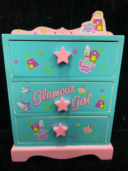 Glamour Girl Jewelry Box Dresser - Keep Sakes - Pink & Aqua Blue