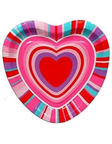BOGO SALE - Hearts & Stripes Party Plates, 8ct - Heart Plates - Love Party - Valentine Party - Hearts and Stripes - Valentines Day Party Supplies