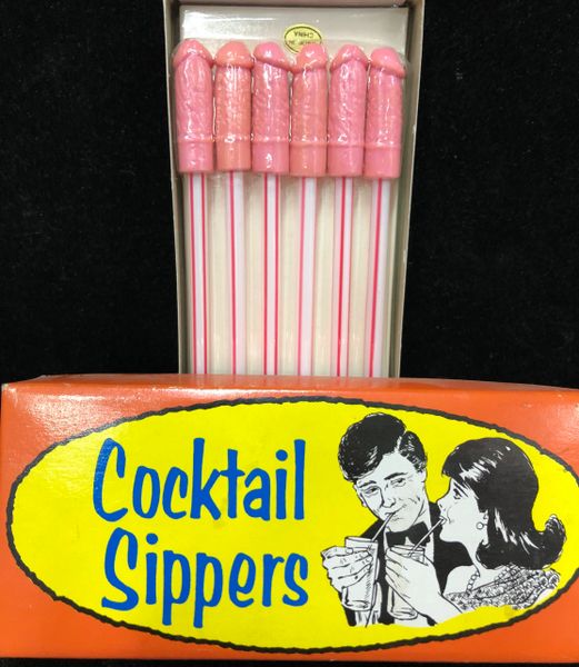 Vintage Penis Cocktail Sippers, 6ct - Fun Bridal Party Gifts - Bachelorette, 1998 - Discontinued