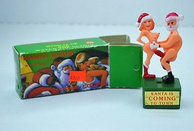 Vintage Plastic Santa is coming to Town Figure Toy - Adult Novelties