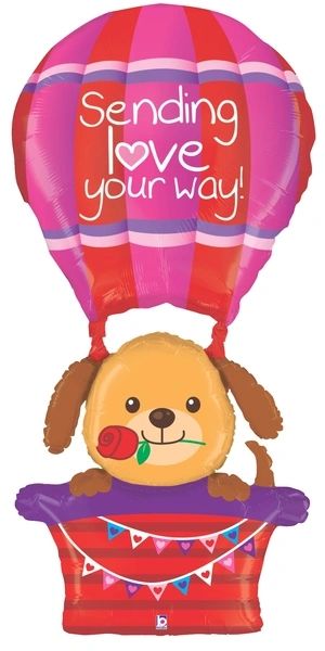Jumbo Love Balloon - Sending Love Your Way! Hot Air Balloon, 60in - Love Balloons - Valentines Day - Girlfriend