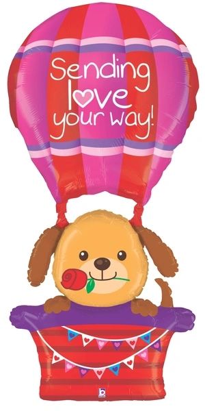 Jumbo Love Balloon - Sending Love Your Way! Hot Air Balloon, 60in - Love Balloons - Valentines Day - Girlfriend
