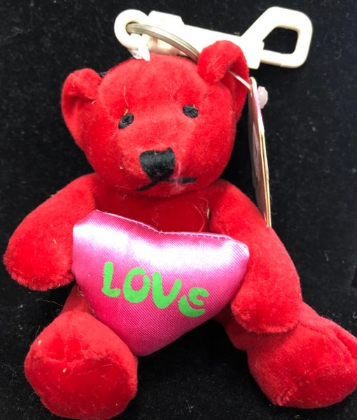 Red Teddy Bear Plush Keychain, 4in - Love Gifts - Valentines Day Gifts