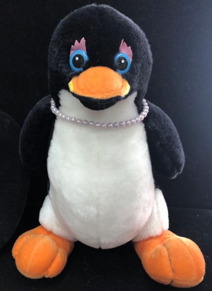 Cute Penguin Plush with Pearl Necklace, 12in - Animal Plush