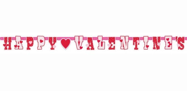 Happy Valentines Day Banner, 5ft - Red - Valentines Decorations