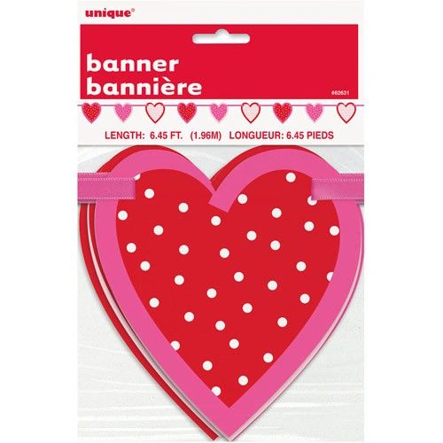 Valentines Day Heart Cutouts Banner Hearts Garland - Red - Valentines Decorations