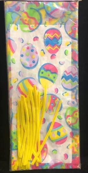 Easter Eggs Cello Gift Bags with Ties, 12in - 20ct