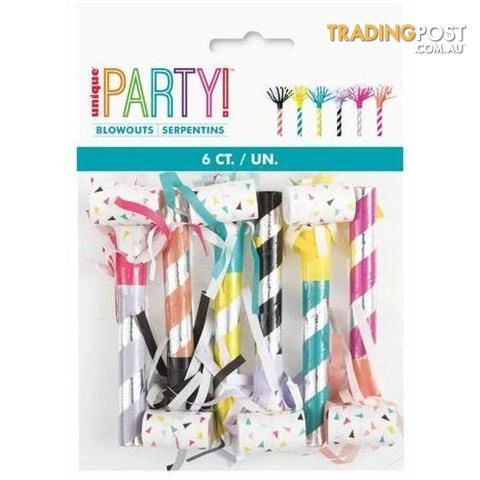 12 Birthday Party Fringed Birthday Party Favor Blowouts - Party Blowers