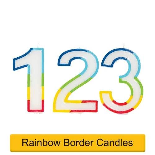 Rainbow Border Number Candles