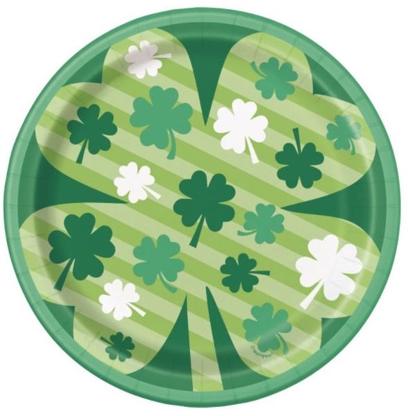 Lucky Clover St Patrick's Day Party Cake Plates, 7in - 8ct