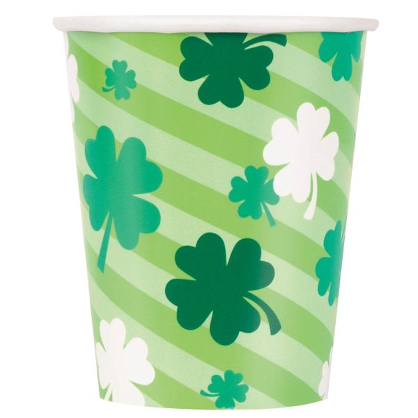 BOGO SALE - Lucky Clover St Patricks Day Party Cups, 9oz - 8ct - Green