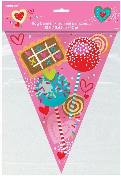 Sweethearts Candy Pennant Flag Banner, 12ft - Love Party - Sweet Valentine Decorations