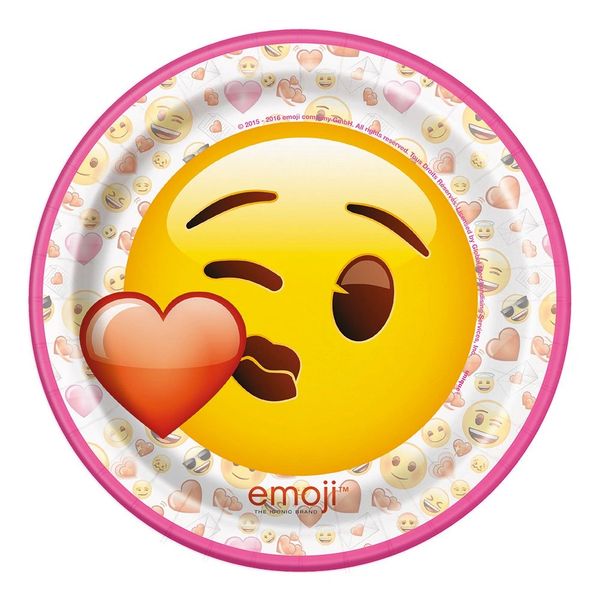 XOXO Love Emoji Kiss Cake Plates, 7in - 8ct - Love Party - Valentine Party - Hearts and Stripes