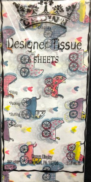 Baby Shower Designer Tissue Paper, 6 Sheets - Baby Strollers