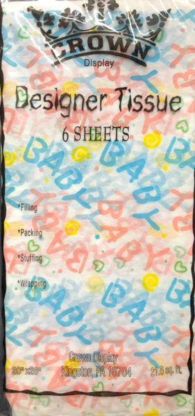 *Baby Shower Designer Tissue Paper, 6 Sheets