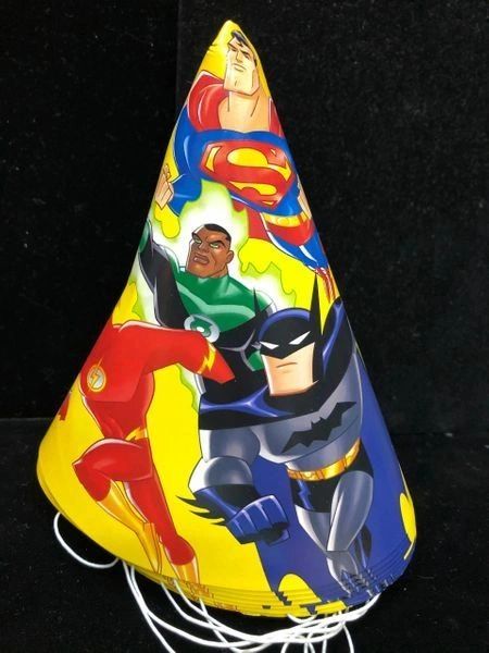 Rare Justice League Birthday Party Cone Hats, 8ct - Discontinued