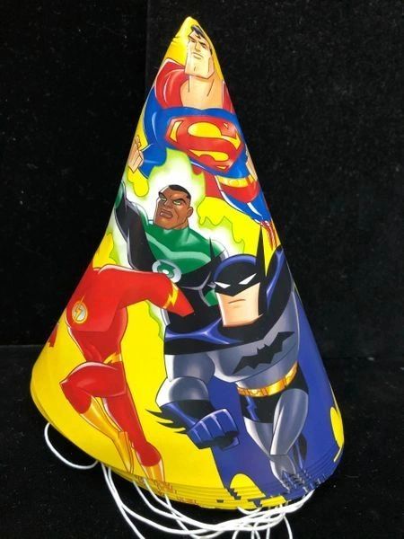 Rare Justice League Birthday Party Cone Hats, 8ct
