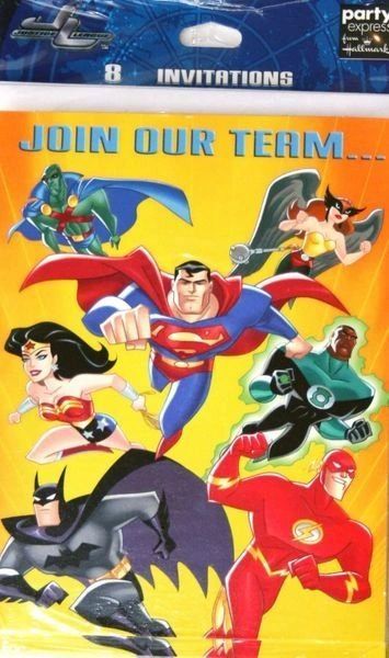 Rare Justice League Birthday Party Invitations, 8ct