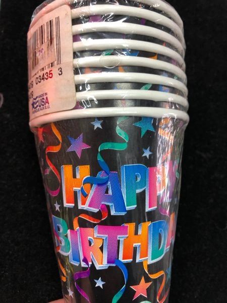 BOGO SALE - Happy Birthday Pizazz Party Cups, 9oz - 8ct - Birthday Cups