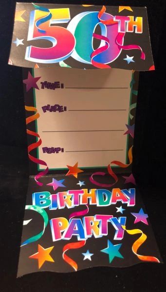 50th Birthday Pizazz Party Invitations, Black, 8ct - Packaged