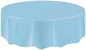 BOGO SALE - Light Blue Solid Round Plastic Table Covers - 84in
