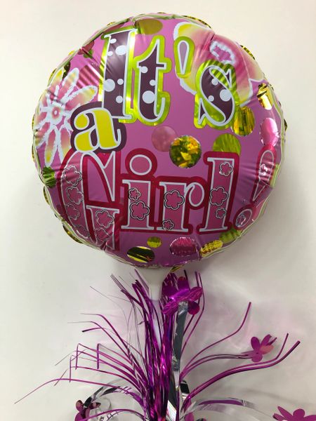 It's a Girl Foil Balloon, 12in - Self Sealing Centerpiece