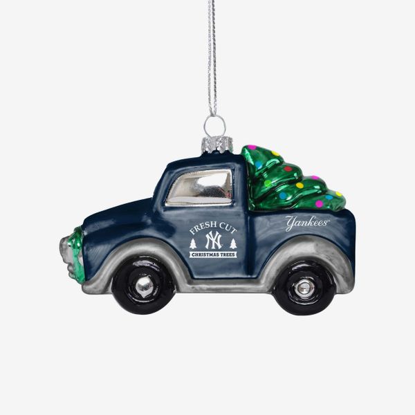 *New York Yankees Glass Truck Fresh Cut Tree Holiday Ornament - MLB Sports