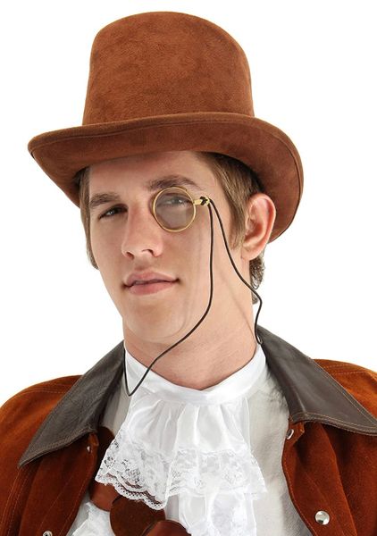 Gold Monocle Glasses on Chain - Detective - Halloween Spirit - Purim