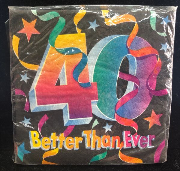 40th Birthday Pizazz Party Cocktail/Beverage Black Napkins - 16ct