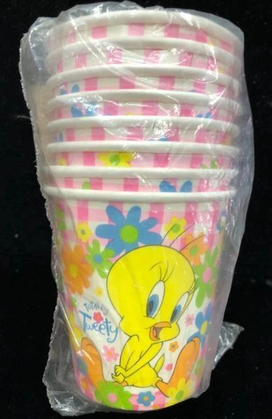 *Rare Vintage Looney Tunes Totally Tweety Party Cups, 7oz - 8ct