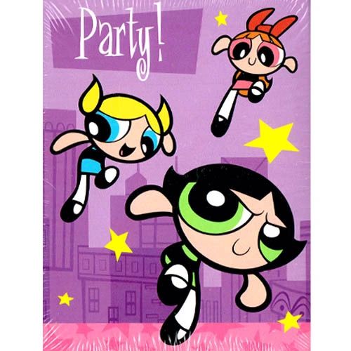 Rare - BOGO SALE - PowerPuff Girls Birthday Party Invitations - Licensed - 1998