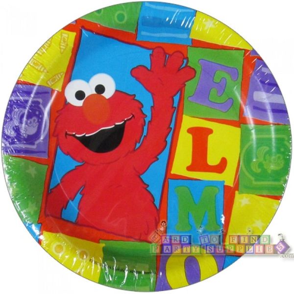 Rare Sesame Street Elmo Loves You Birthday Party Cake Plates, 7in, 8ct - 2006 - Licensed